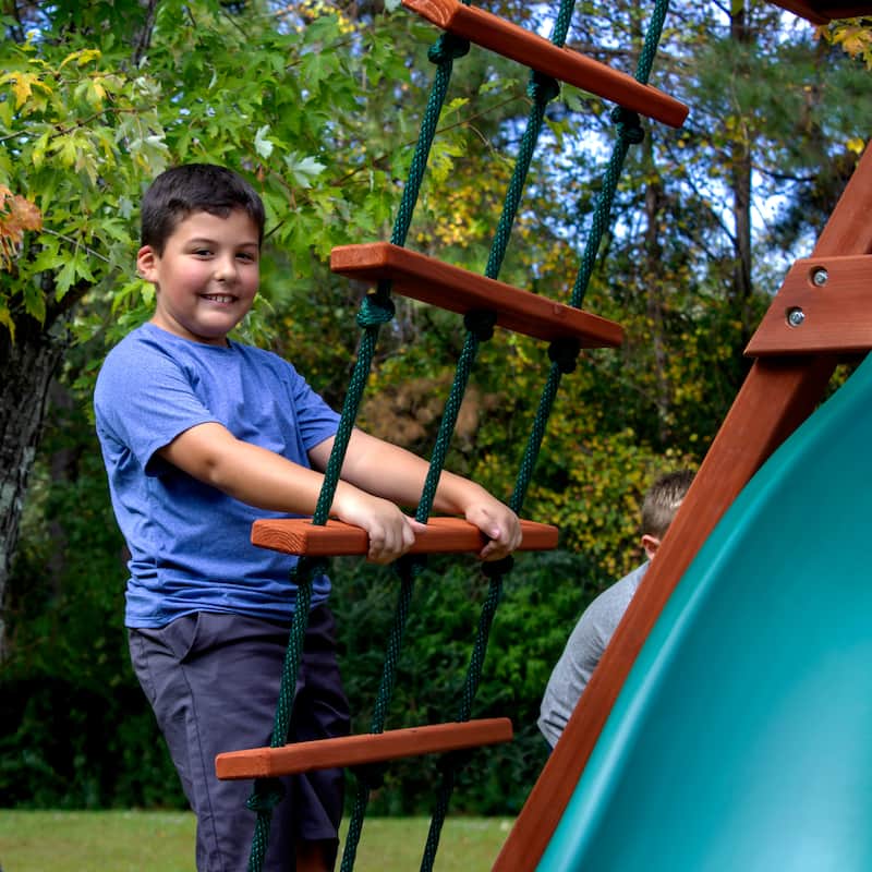 Gorilla Playsets Sun Valley II Wood Swing Set with Monkey Bars - Redwood