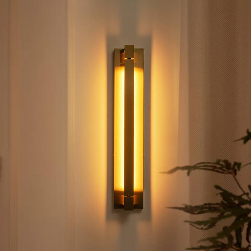 23.6 in. 1-Light Modern Black/Gold Linear Bathroom Vanity Light over Mirror Rotatable Aluminum Integrated LED Wall Light