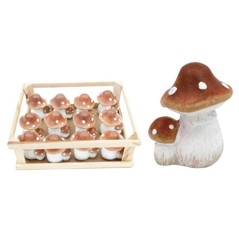 Transpac Resin Mushroom Couple In Crate S/12 Home Decorations Spring