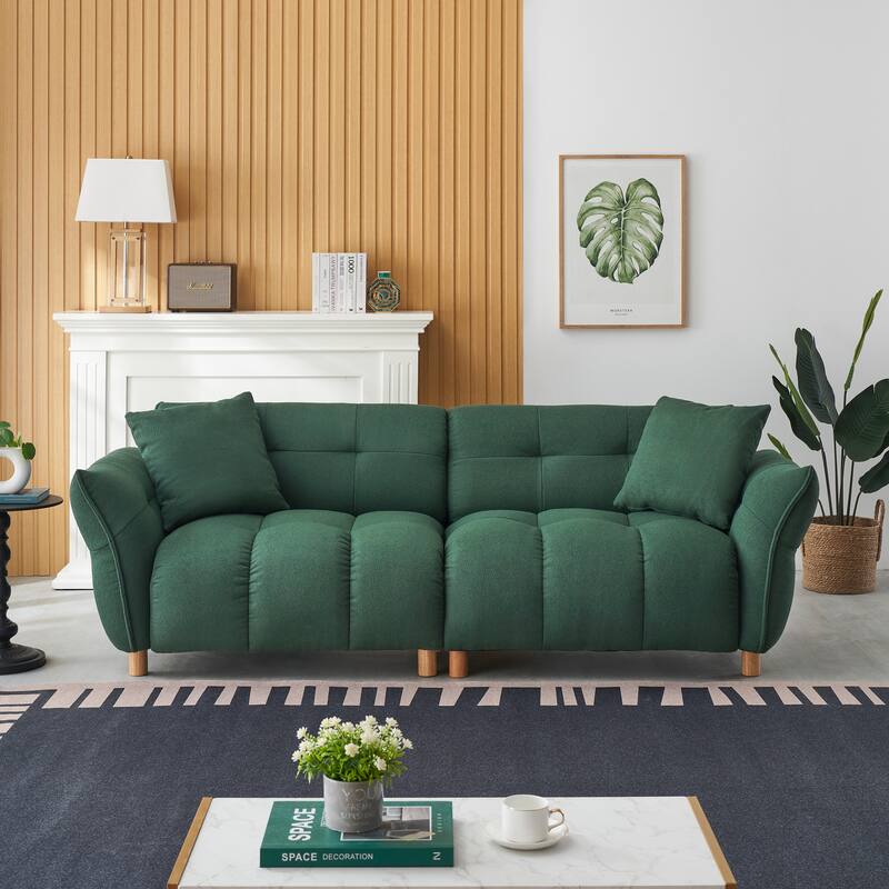 94 inches long, Teddy Sofa with Two Pillows and Three Seats, Green for Apartment, Office, Living Room - Multi-Color