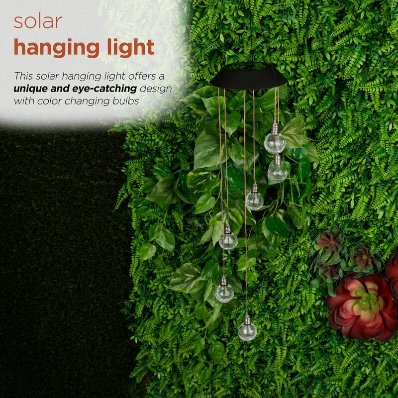 Alpine Corporation RGG644SLR-CC 21/28" Solar Hanging Light - Outdoor LED Hanging Mobile, Garden Lighting, Lawn & Patio Decor