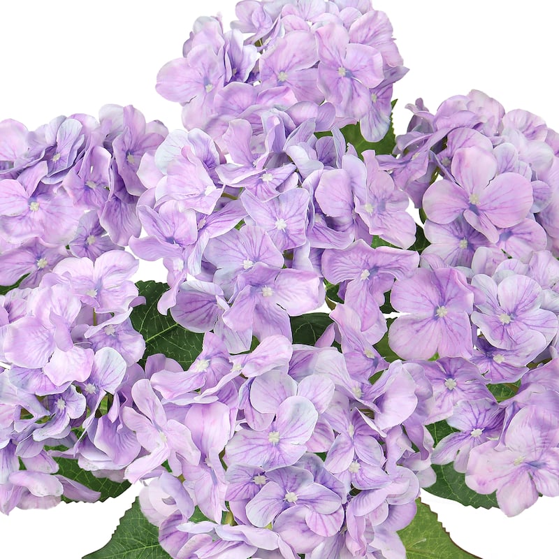 Set of 2 Deluxe Natural-Look Purple Artificial Hydrangea Flower Stem Bush Bouquet 20in - 20" L x 12" W x 12" DP
