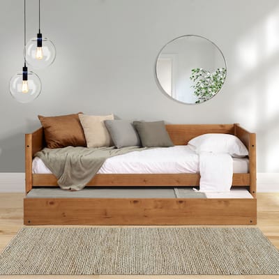 Mid-Century Modern Twin Size Day Bed with Twin Trundle