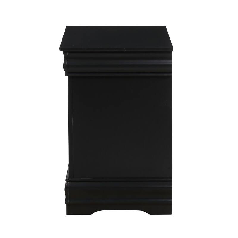 Classic Black Finish Wooden Nightstand with 2 Drawers