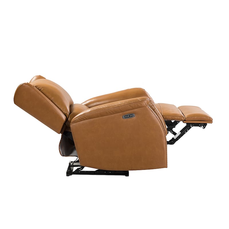 Eliseo Genuine Leather Power Recliner with USB Port and Wingback Design