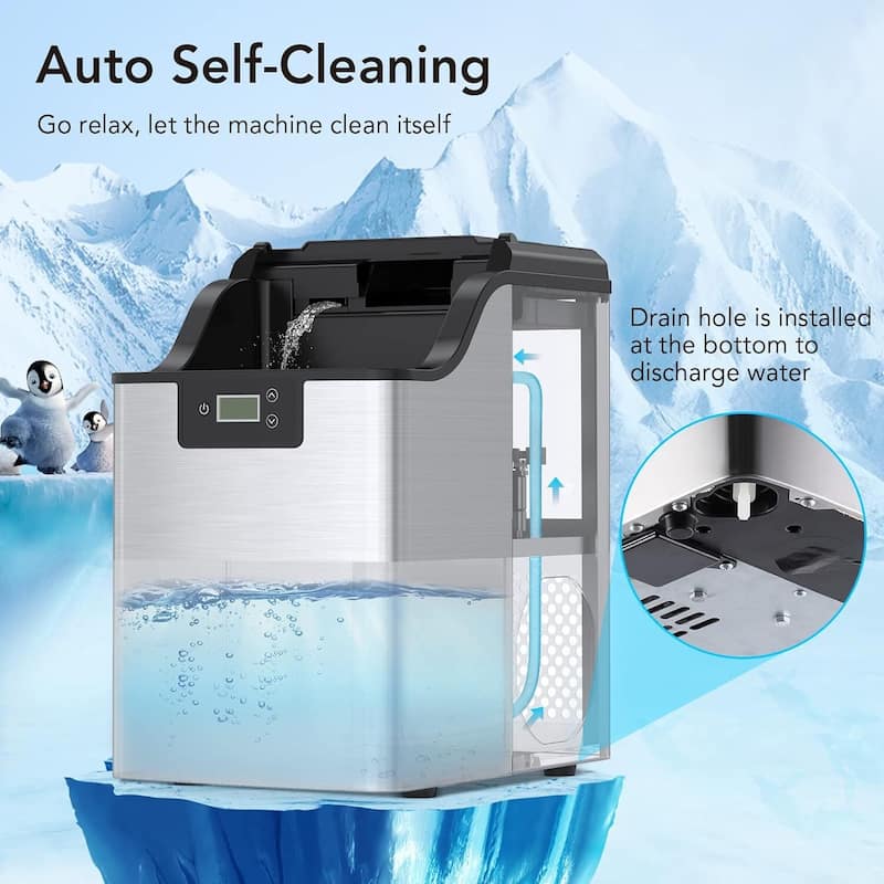 44LBs/24H Portable Countertop Nugget Ice Maker with Ice Basket - N/A