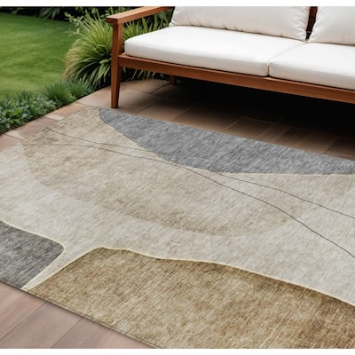 HomeRoots Abstract Transitional Rectangle Outdoor Rug
