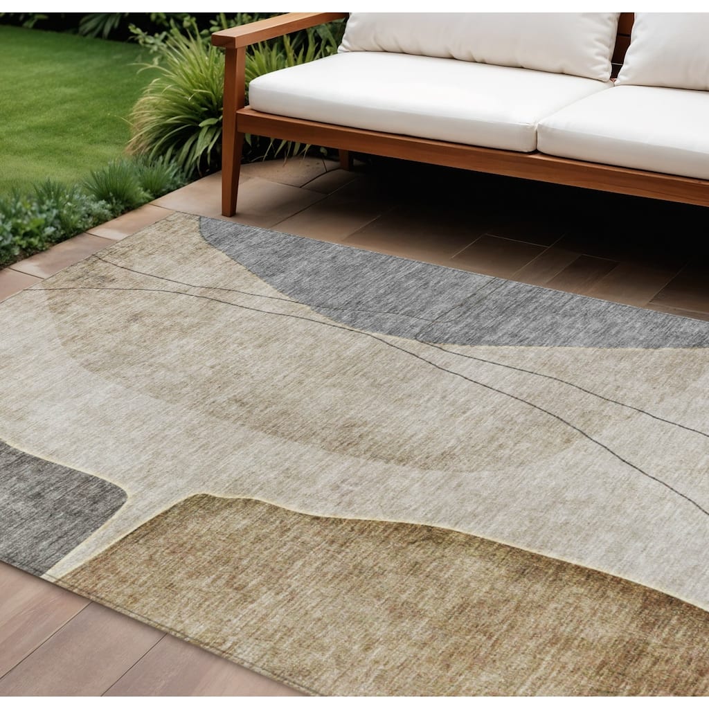 HomeRoots Abstract Transitional Rectangle Outdoor Rug