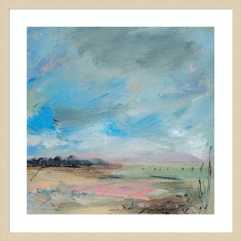 Copse and Sky by Lesley Birch Wood Framed Wall Art Print - Svelte Natural