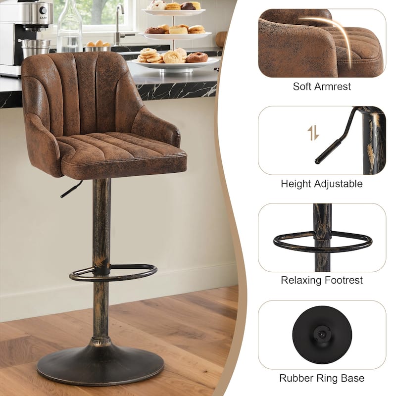 VECELO Adjustable Swivel Modern Bar Stool with Back Barstools Set of 2/ Barstools Set of 4
