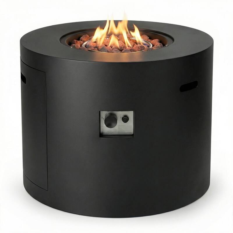 Kinger Home Loren 32-Inch Outdoor Patio Propane Gas Alloy Steel Fire Pit - 32” L x 32” W x 24” H