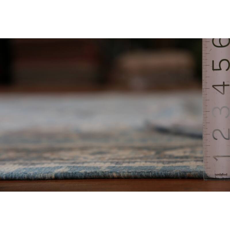 Hand Knotted Oriental 100% Wool Carpet Transitional Geometric Navy Blue & Blues Oushak Area Rug - 11' 4'' X 8' 3''