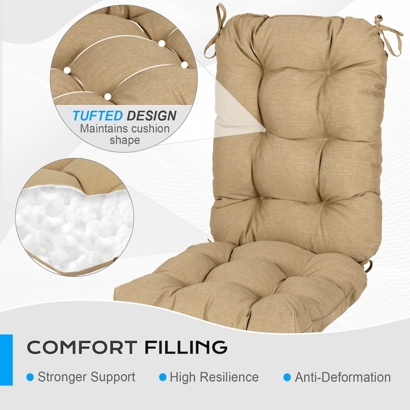 Aoodor Outdoor 42"x 20" x5" Tufted Back Cushions Patio Replacement Chair Cushion, Set of 2
