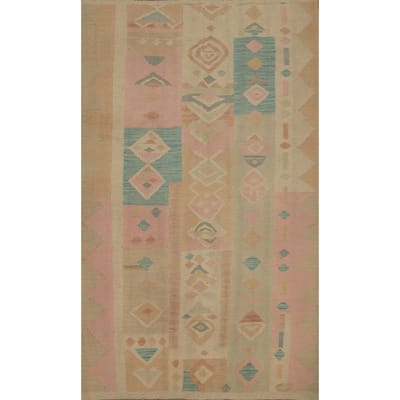 Hand Woven Southwestern Wool Blue Multi-Colored Area Rug - 6' 2'' X 4' 1''