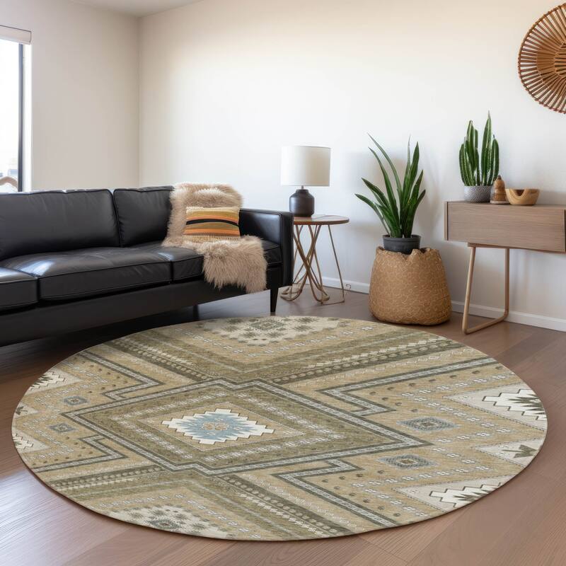 Premium Washable Super Soft Boho Global Mayfield Rug - Beige - 8' x 8'