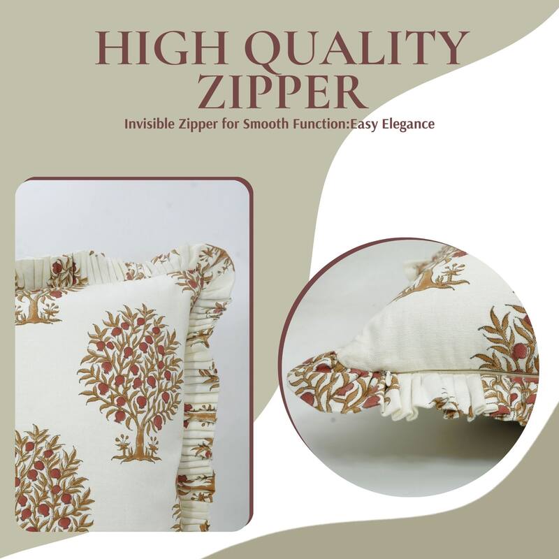 Designer Red color Handy Frill Pillow Cover For Bed- ANAR