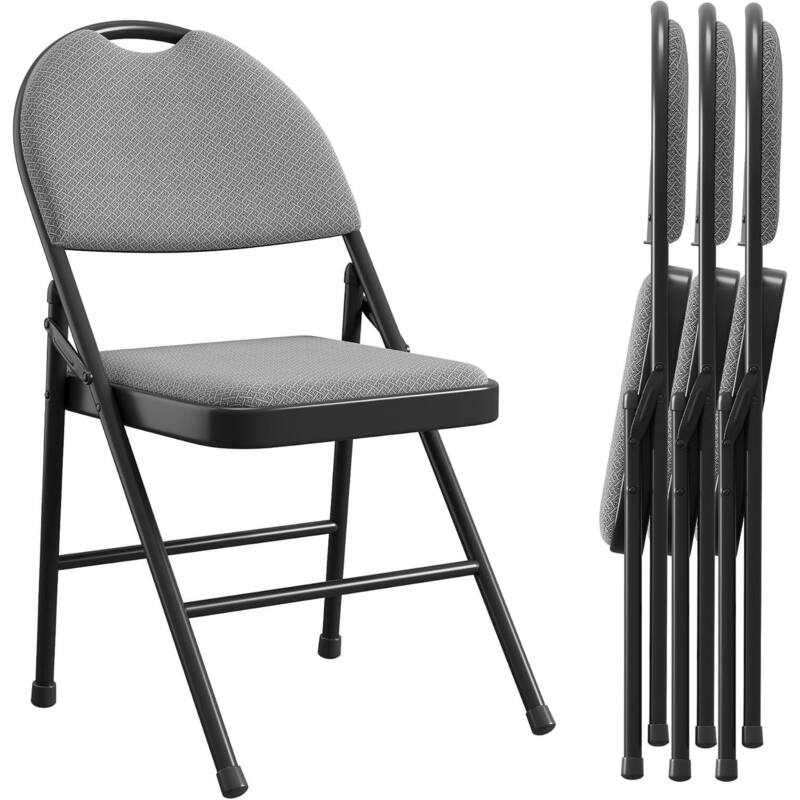 4-Piece Folding Chair Set for Indoor and Outdoor, Room, Restaurant, Patio - Black