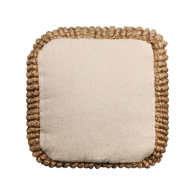 HomeRoots 18" Natural Jute Blend Cube Pouf Ottoman