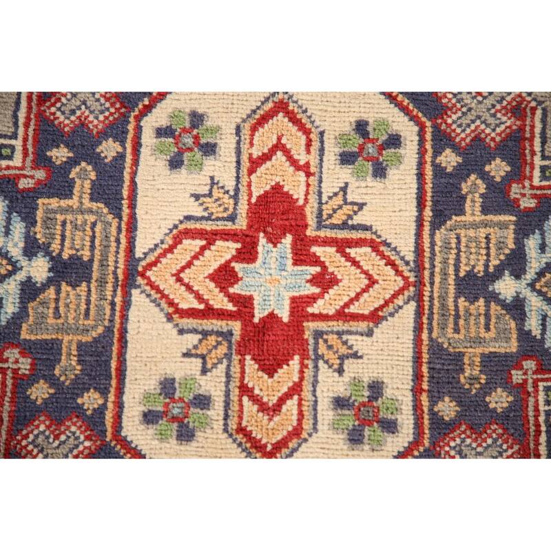 Traditional Grey Kazak Rug Handmade Wool Carpet - 3'5"x 5'0"
