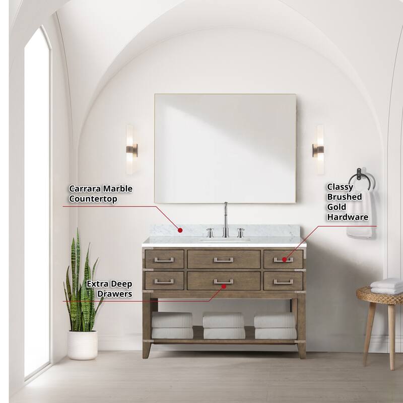 Lexora Norwalk Bath Vanity and Carrara Marble Top