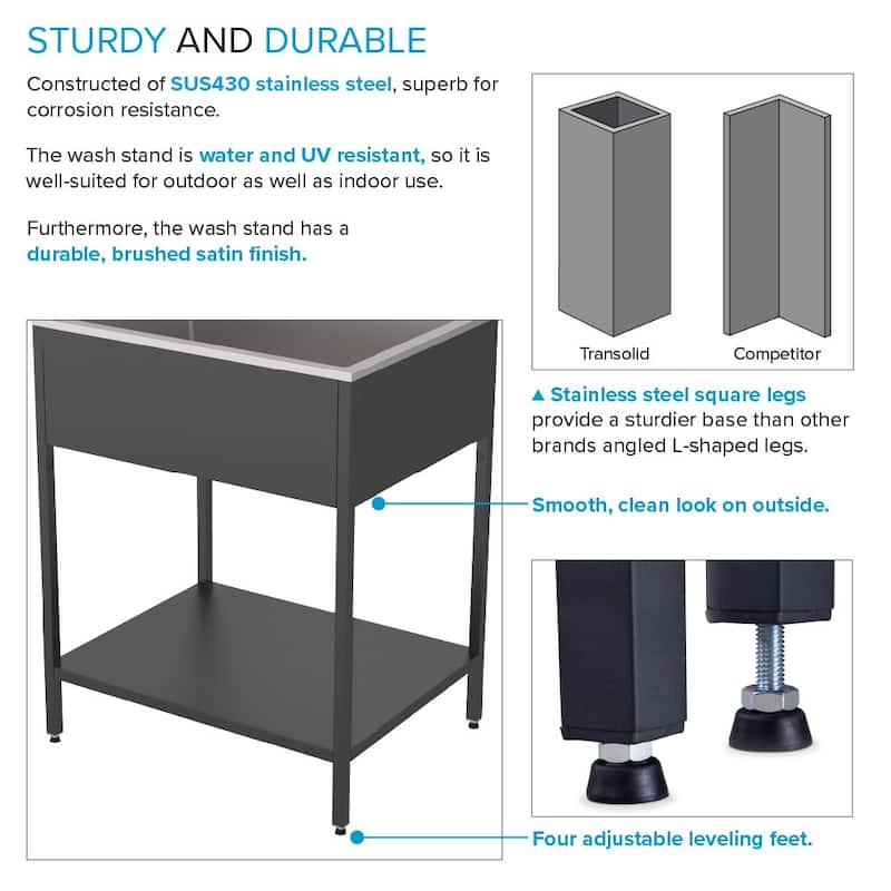 Transolid TRS_EWS-2822S Contemporary Laundry Washstand 28" Free