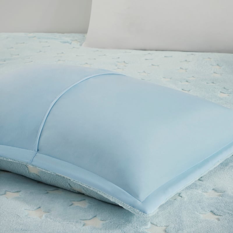 Avery Aqua Glow In The Dark Plush Comforter Set by Intelligent Design Kids