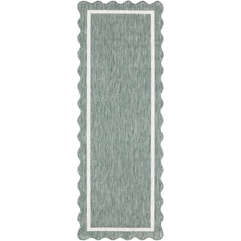 Livabliss Miami Beach Traditional Indoor / Outdoor Area Rug - Medium Green - 2'7" x 7'3"