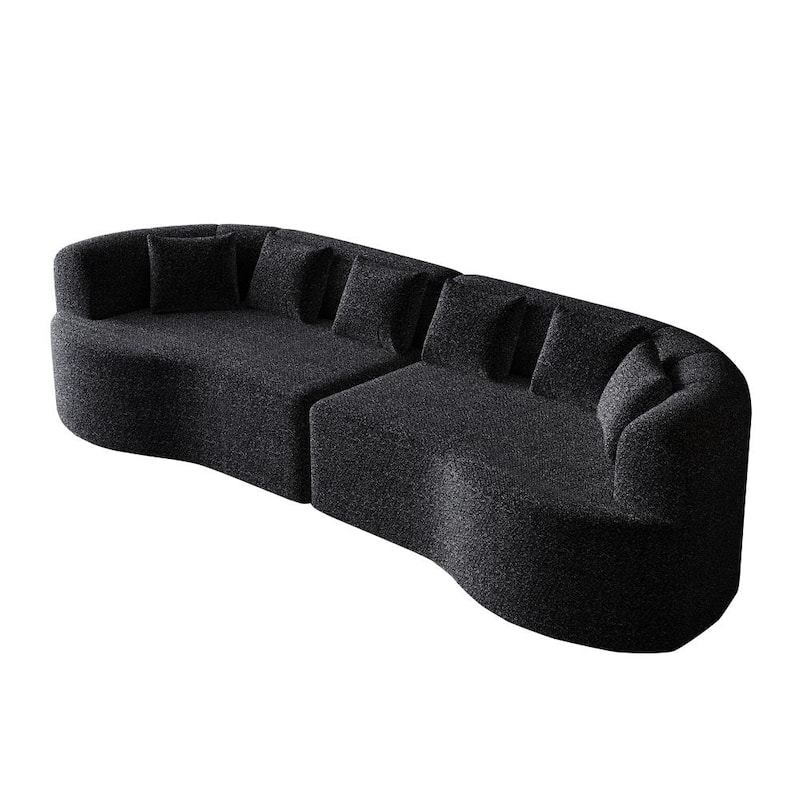 106.3" Chenille Curved Sectional Bone-Free Cloud Sofa with 6 Pillows