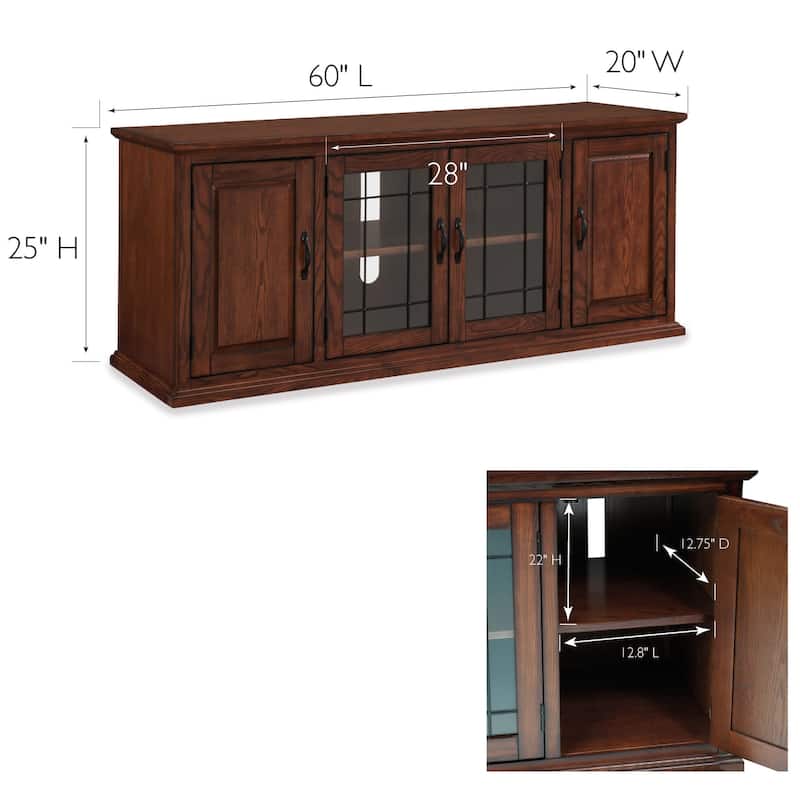 Leick Home 80360 Burnished Oak Leaded Glass TV Stand