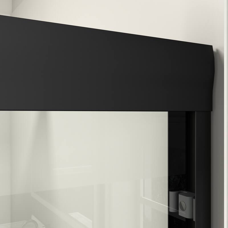 ABRUZZO 56-60" W x 72" H Semi-Frameless Double Sliding Tempered Glass Shower Door with Dual Towel Bars