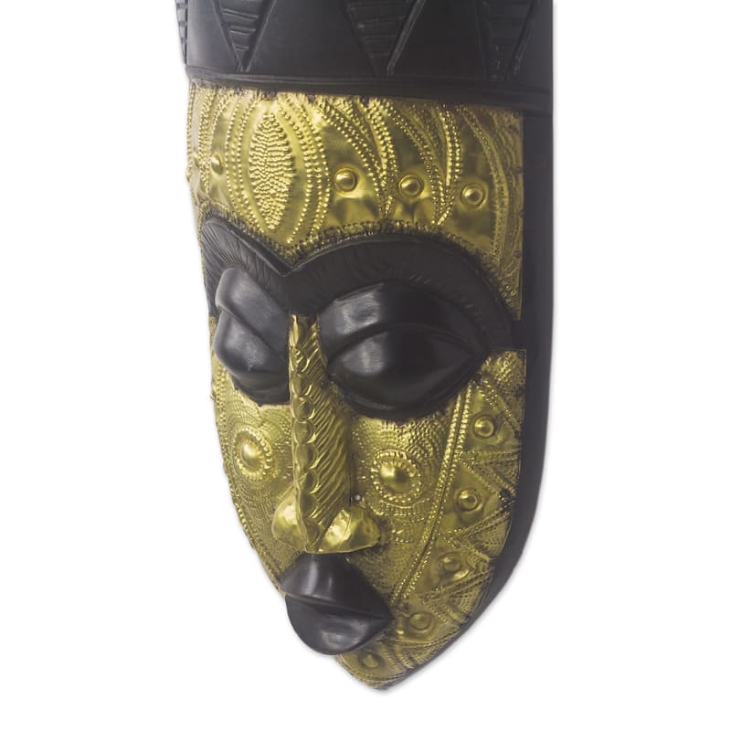 Novica Handmade Gold Face African Wood Mask