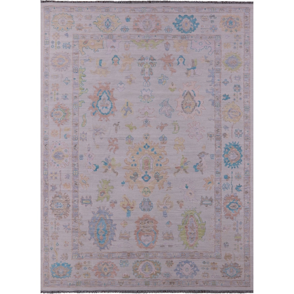 Golden Nile Ivory Oushak Hand Knotted Wool Rug - 9' 11" X 14' 0"