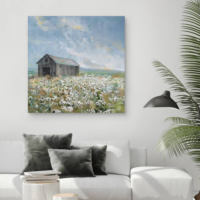 Barn with White Poppies by Studio Arts Canvas Art Print