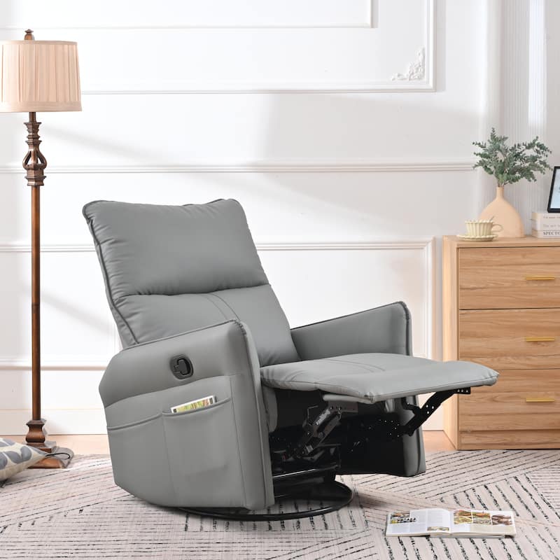 Rocking Recliner Chair,360 Degree Swivel Nursery Rocking Chair,Glider Chair,Modern Small Rocking Swivel Recliner Chair - Navy Blue