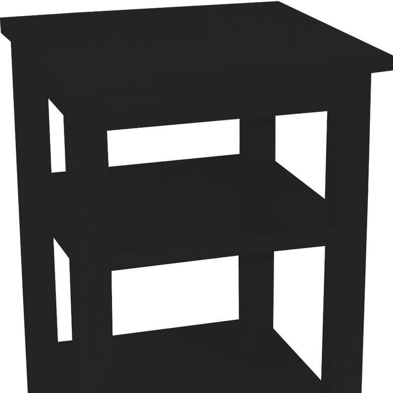 HomeRoots 28" Black Solid Wood Nightstand