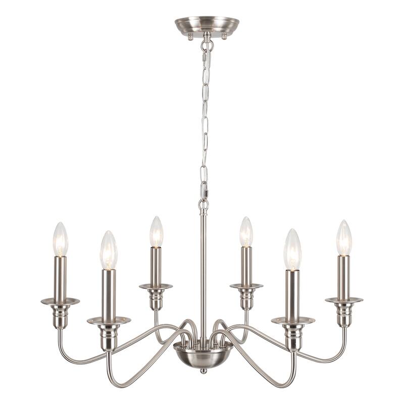 6-Light W25.59" x H72.8" Rustic Dining Area Chandelier for Kitchen