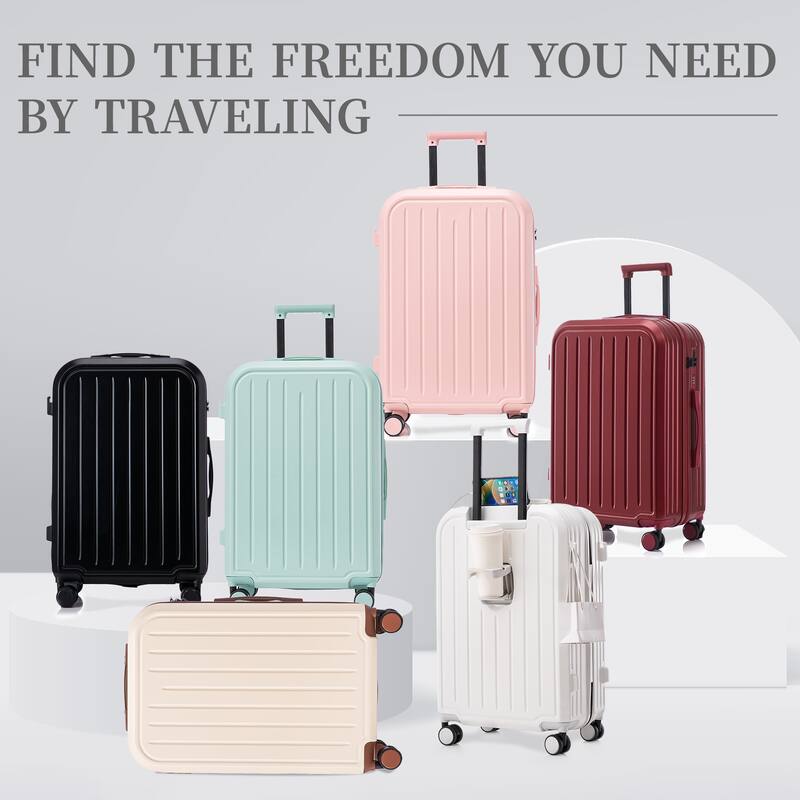 20"/24"/28" 3 pcs/set in ABS 360° Spinner Wheel Luggage, Carry on Suitcase, with Cup Holder & USB Port