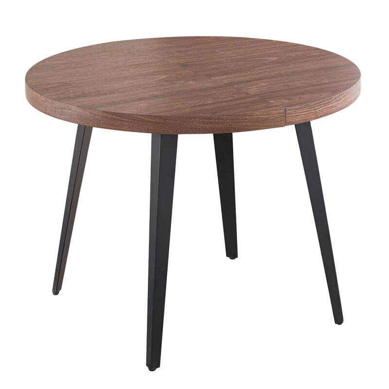 Modern Extensible Oval Dining Table 4-6 Person, Kitchen Table with MDF Top & Metal Legs for Dining Room, Living Room