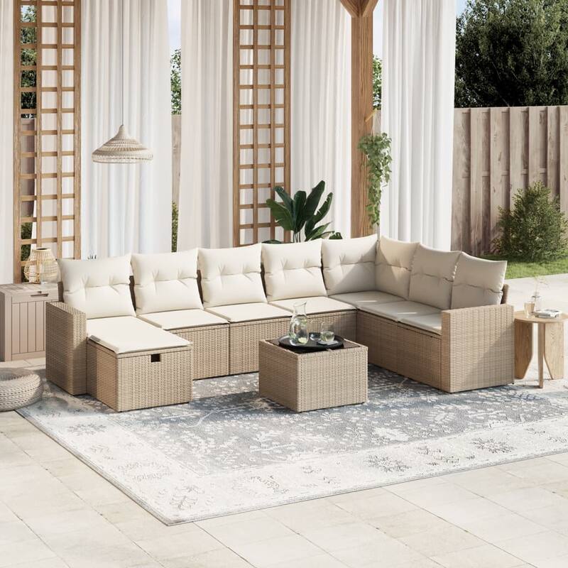 vidaXL Garden Sofa Set - Beige and cream Large
