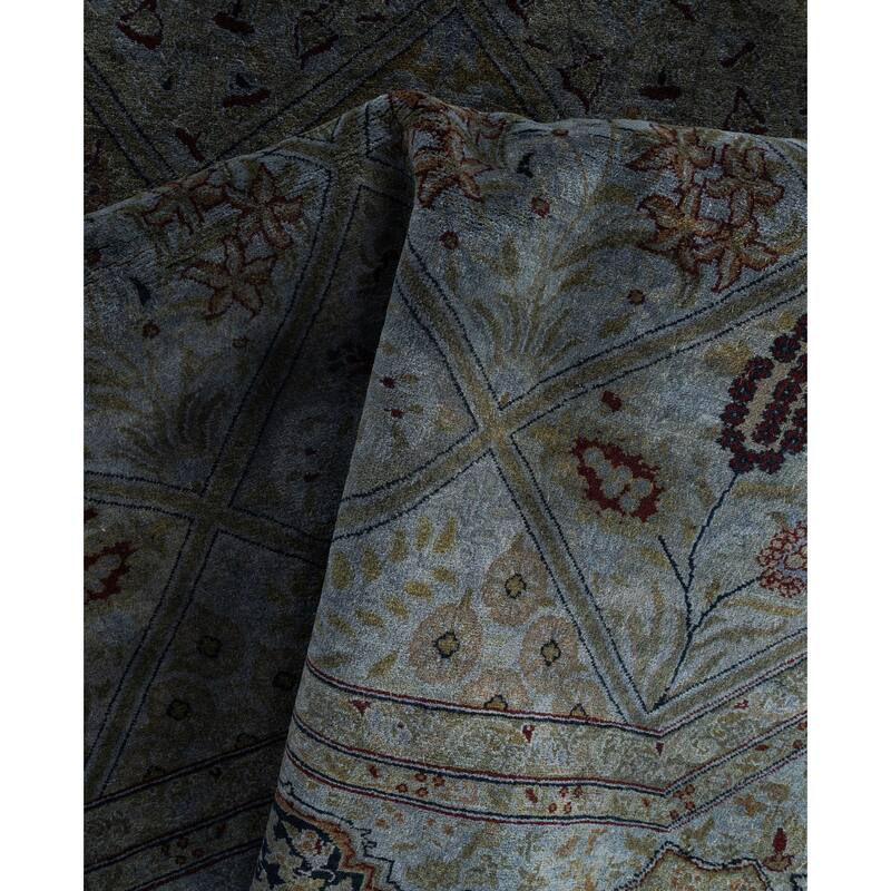 Overdyed One-of-a-Kind Hand-Knotted Octagon Area Rug - Gray - 7' 1" x 7' 1"
