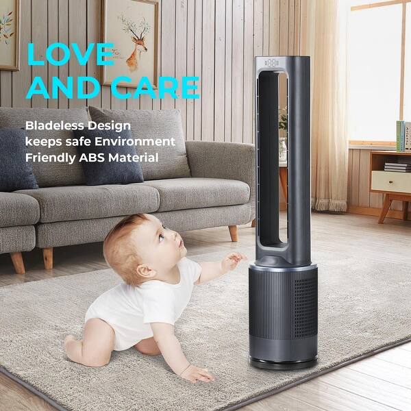 42 in. Bladeless Standing Fan Fan with 12 Speeds Settings and 15 Hour