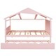 preview thumbnail 26 of 31, Full Size Solid Wood House Bed with Trundle and Storage for Kids