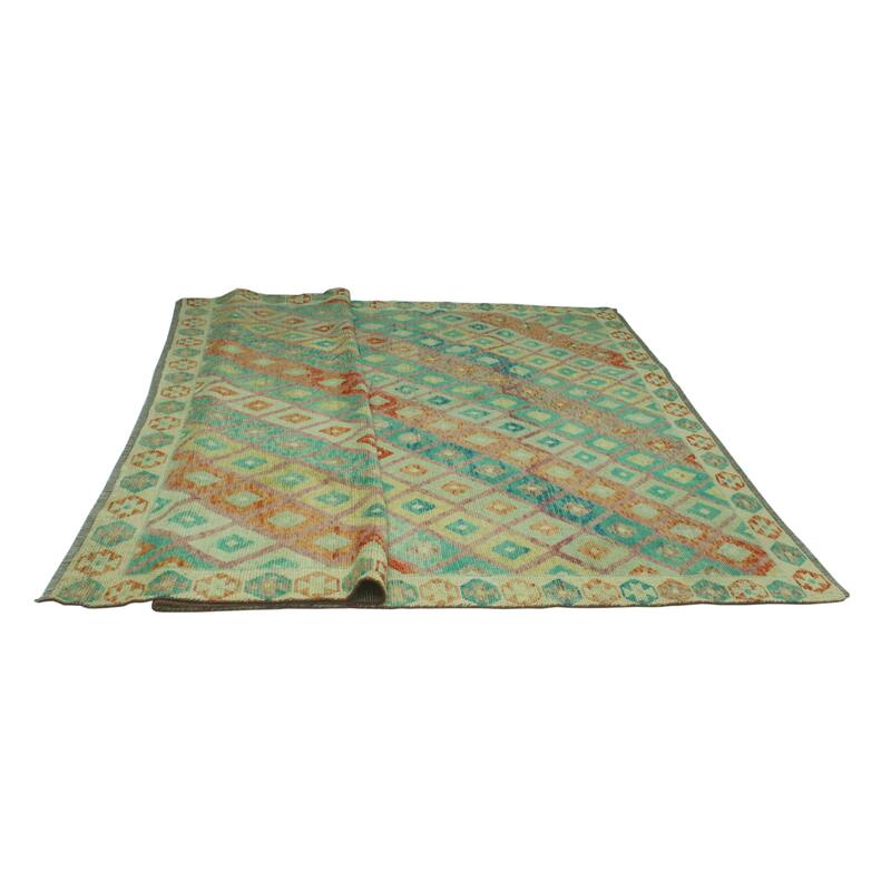 Balochi Akwtee Turquoise/Ivory Rug - 8'2" x 11'5"