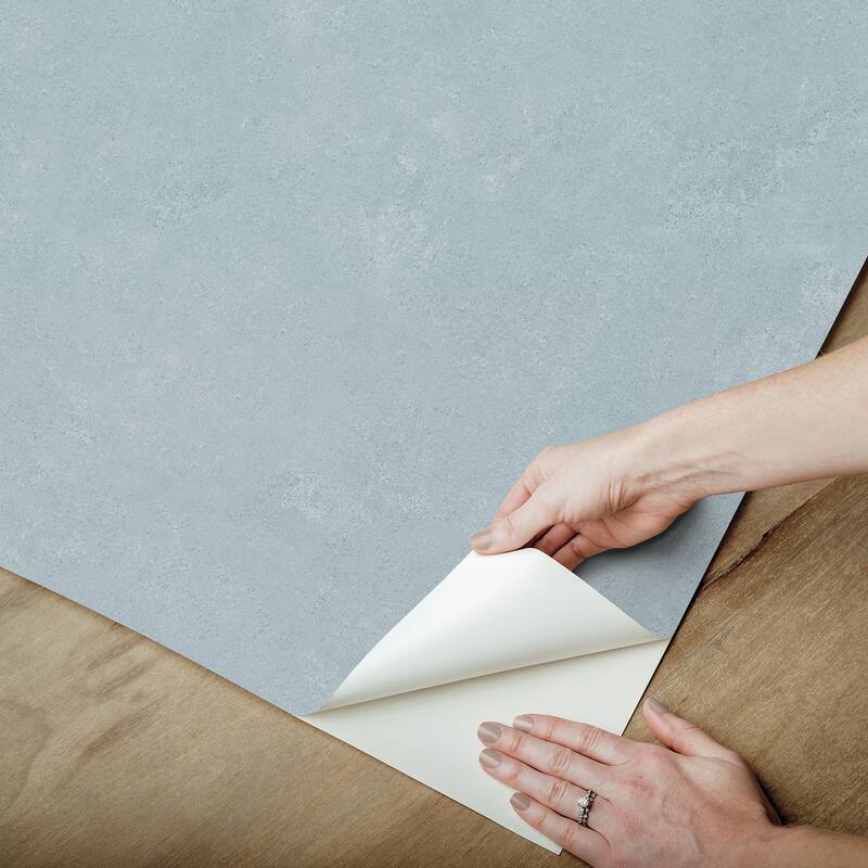 RoomMates Daphne Limewash Dusty Blue Peel and Stick Wallpaper