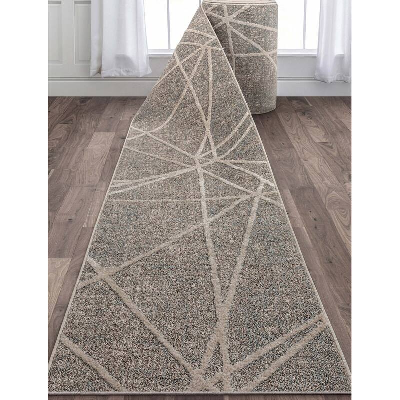 Custom Size Runner Harlow Telas Modern Geometric Lines Soft Stair Rug
