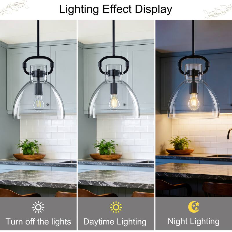 Starsky 1-Light Industrial Pendant With Glass Shade