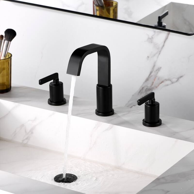 Luxier WSP04-T Widespread Bathroom Faucet with Pop-Up Drain - Matte Black