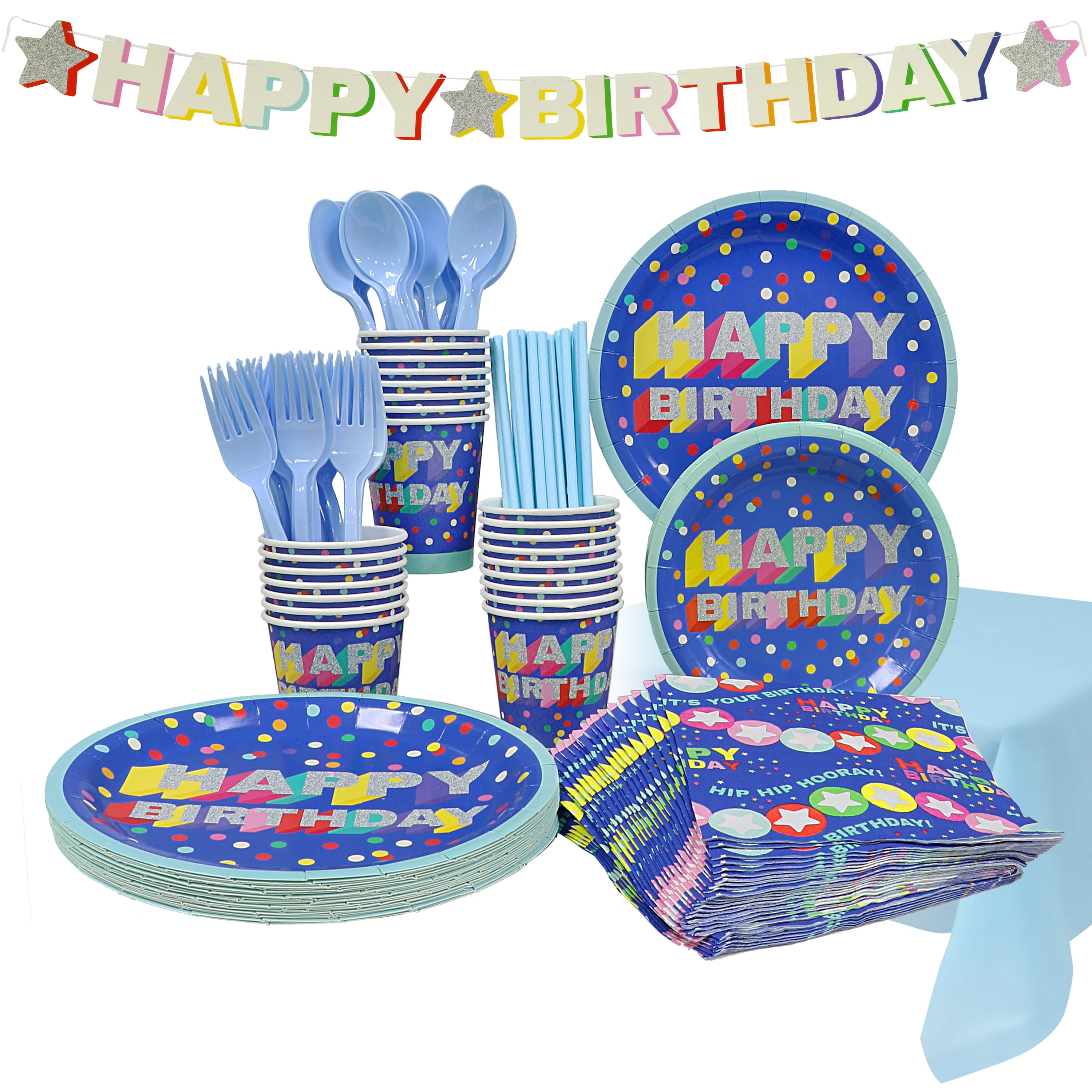 https://ak1.ostkcdn.com/images/products/is/images/direct/e70c3c2ba391fbe5052c553aaafe4882f913b798/Puleo-171-PC.-Disposable-Birthday-Set%2C-Serves-24-with-Small-and-Large-Plates%2C-Napkins%2C-Cups%2C-Utensils%2C-Straws%2C-Tablecloth-Banner.jpg