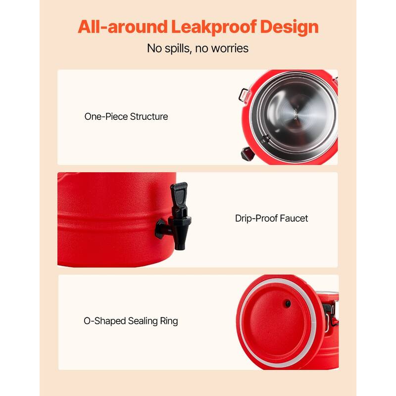 8L Hot and Cold Drink Dispenser with Leak-Proof Spigot Thermal Beverage Server for Catering - 11.61 x 11.61 x 10.83 inch