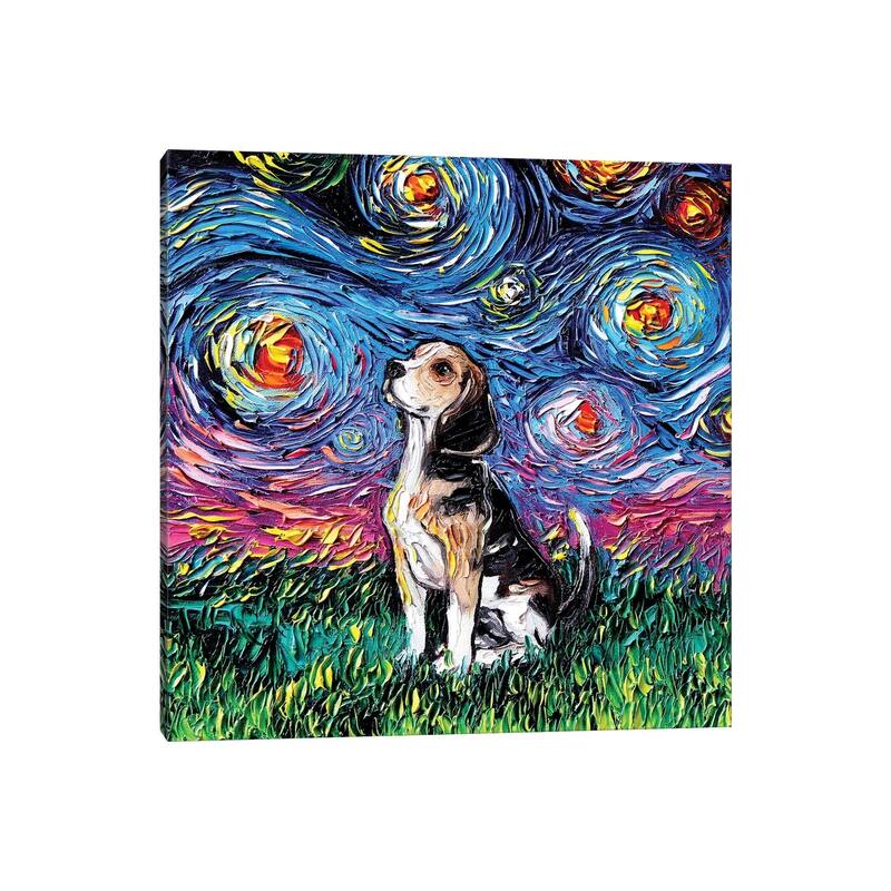 iCanvas "Beagle Night" by Aja Trier Canvas Print